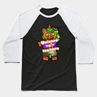 Unicorn with phrase - Unicorn-o’- lantern Baseball T-Shirt